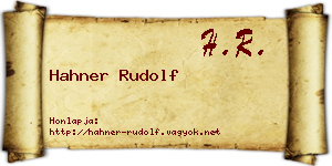 Hahner Rudolf névjegykártya